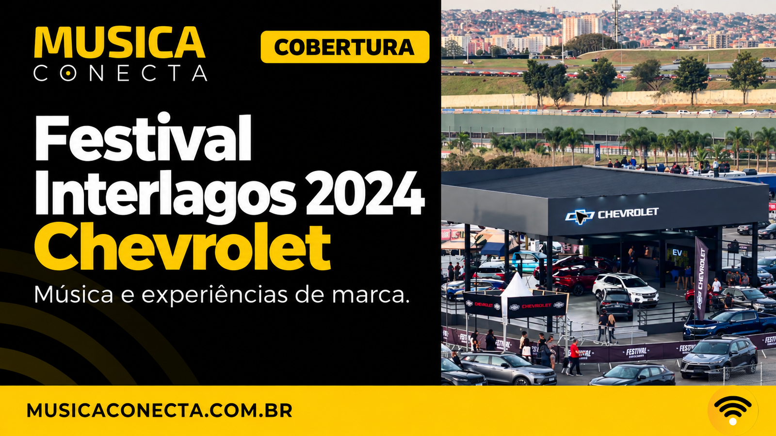 Arte de cobertura do Festival Interlagos2024 com frame do espaço Chevrolet